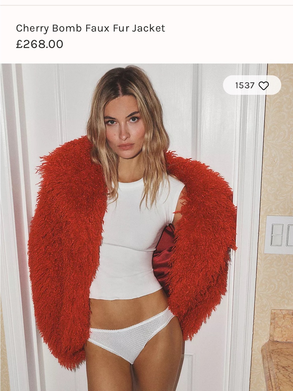 Faux Fur Jacket - Red